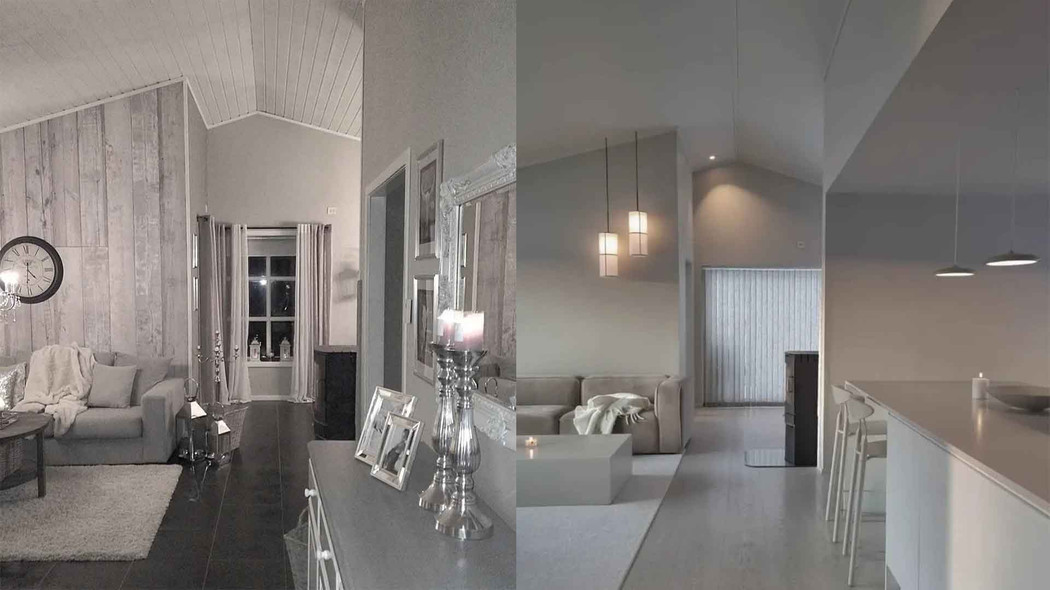 Før og etter oppussing med forestia premium ceiling